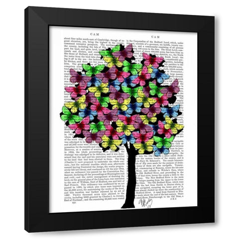 Butterfly Tree Black Modern Wood Framed Art Print by Fab Funky