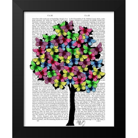 Butterfly Tree Black Modern Wood Framed Art Print by Fab Funky