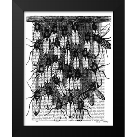 Bee and Honeycomb Print Black Modern Wood Framed Art Print by Fab Funky