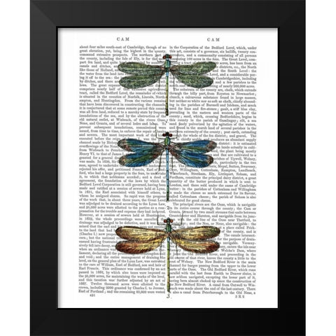 Dragonflies Print 1 Black Modern Wood Framed Art Print by Fab Funky