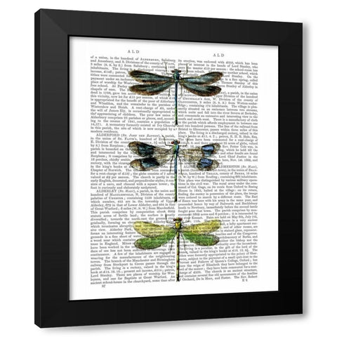 Dragonflies Print 2 Black Modern Wood Framed Art Print by Fab Funky
