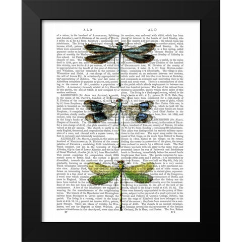 Dragonflies Print 2 Black Modern Wood Framed Art Print by Fab Funky