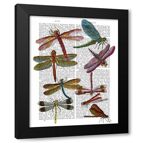 Dragonfly Print 3 Black Modern Wood Framed Art Print by Fab Funky