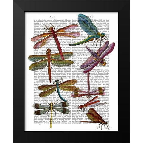 Dragonfly Print 3 Black Modern Wood Framed Art Print by Fab Funky