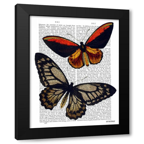 Butterflies 2 Black Modern Wood Framed Art Print by Fab Funky