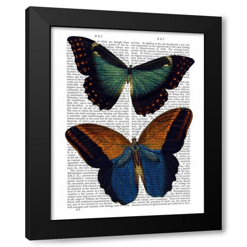 Butterflies 4 Black Modern Wood Framed Art Print by Fab Funky