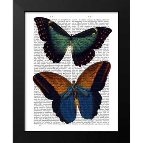 Butterflies 4 Black Modern Wood Framed Art Print by Fab Funky