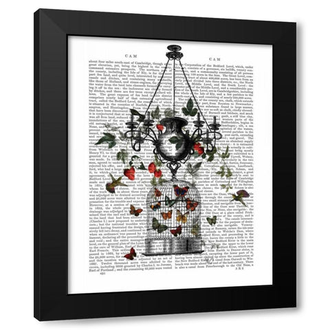 Strawberry Chandelier Black Modern Wood Framed Art Print by Fab Funky
