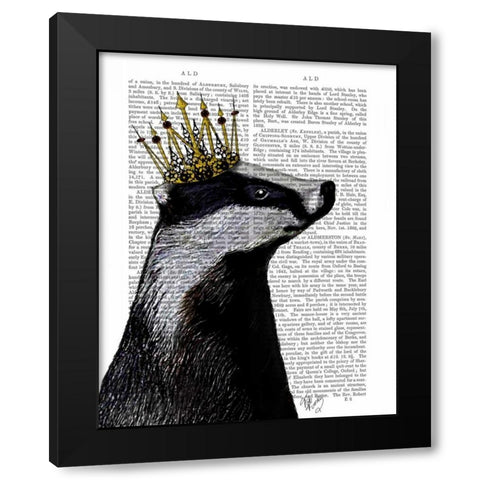 Badger King Black Modern Wood Framed Art Print by Fab Funky