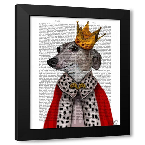 Greyhound Queen Black Modern Wood Framed Art Print by Fab Funky