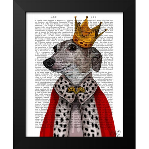 Greyhound Queen Black Modern Wood Framed Art Print by Fab Funky