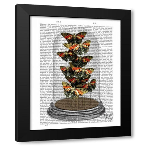 Multicoloured Butterflies in Bell Jar Black Modern Wood Framed Art Print by Fab Funky