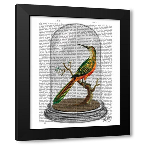 Bird In Bell Jar Black Modern Wood Framed Art Print by Fab Funky