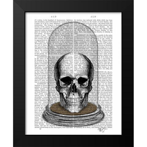 Skull In Bell Jar Black Modern Wood Framed Art Print by Fab Funky