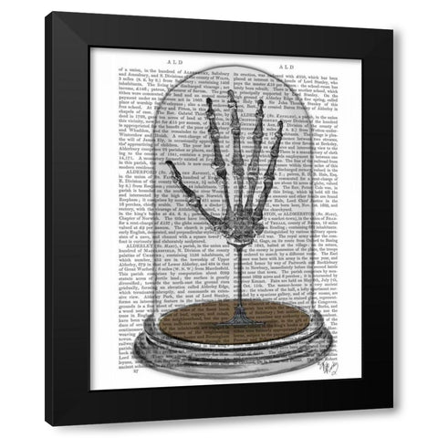 Skeleton Hand In Bell Jar Black Modern Wood Framed Art Print by Fab Funky