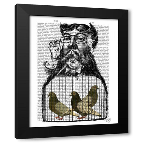 Pigeon Fancier Black Modern Wood Framed Art Print by Fab Funky
