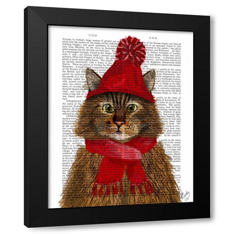 Maine Coon Cat Black Modern Wood Framed Art Print by Fab Funky