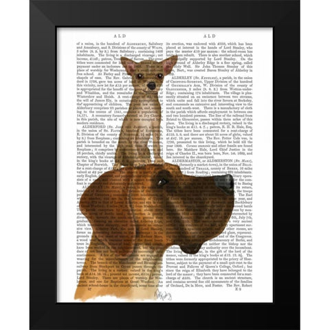 Great Dane and Chihuahua Black Modern Wood Framed Art Print by Fab Funky
