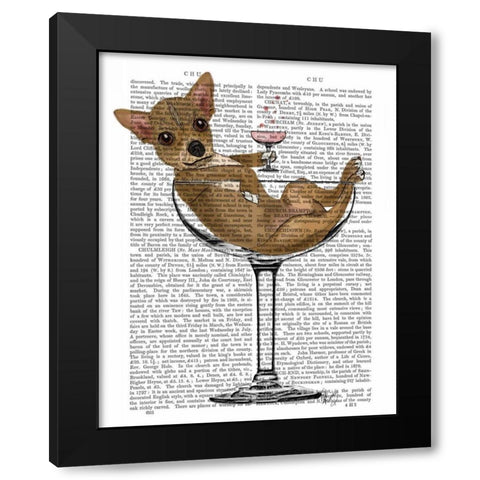 Chihuahua in Cocktail Glass Black Modern Wood Framed Art Print with Double Matting by Fab Funky