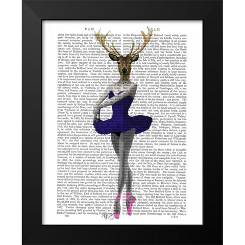 Ballet Deer in Blue Black Modern Wood Framed Art Print by Fab Funky