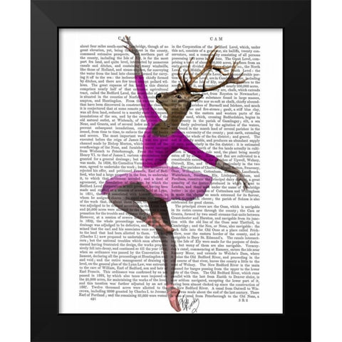 Ballet Deer in Pink Black Modern Wood Framed Art Print by Fab Funky