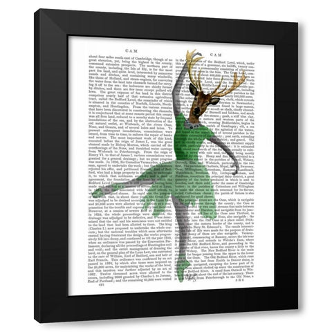 Ballet Deer in Green Black Modern Wood Framed Art Print by Fab Funky