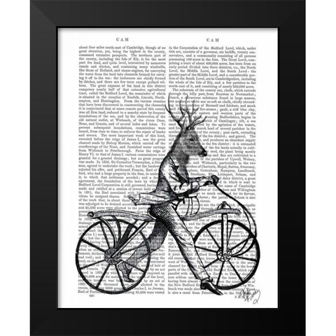 Dandy Deer on Vintage Bicycle Black Modern Wood Framed Art Print by Fab Funky