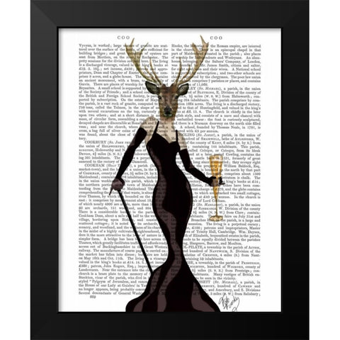 Glamour Deer in Black Black Modern Wood Framed Art Print by Fab Funky