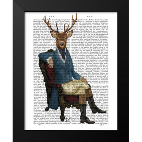 Distinguished Deer Full Black Modern Wood Framed Art Print by Fab Funky