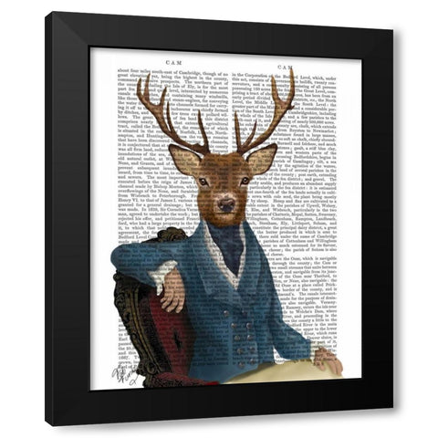 Distinguished Deer Portrait Black Modern Wood Framed Art Print with Double Matting by Fab Funky