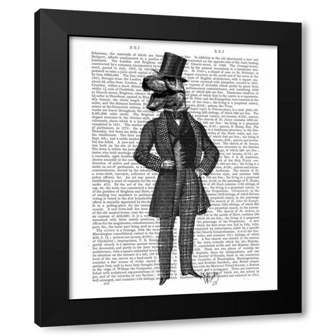 Dinosaur TRex Man 1 Black Modern Wood Framed Art Print by Fab Funky