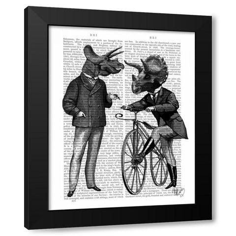 Triceratops Men What Kind of Mileage Black Modern Wood Framed Art Print with Double Matting by Fab Funky