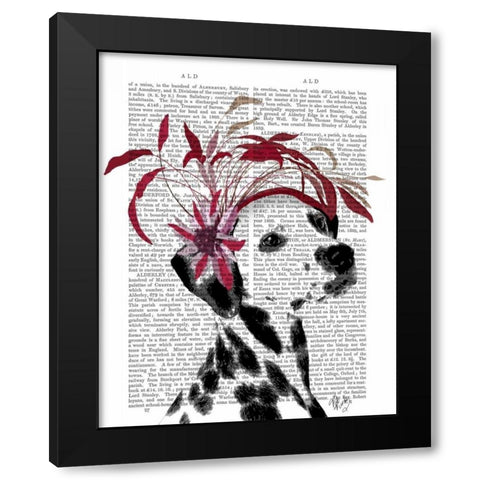 Dalmatian With Red Fascinator Black Modern Wood Framed Art Print by Fab Funky
