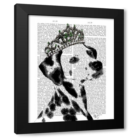 Dalmatian with Tiara Black Modern Wood Framed Art Print with Double Matting by Fab Funky