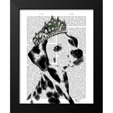 Dalmatian with Tiara Black Modern Wood Framed Art Print by Fab Funky