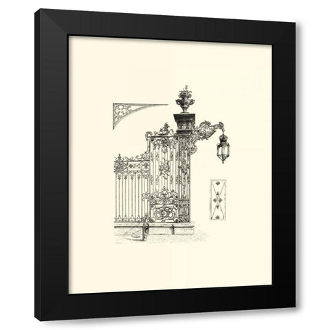 B-W Wrought Iron Gate IV Black Modern Wood Framed Art Print with Double Matting by Unknown