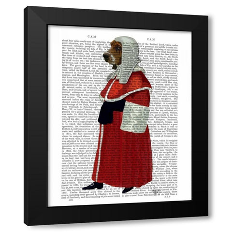 Basset Hound Judge Full Black Modern Wood Framed Art Print by Fab Funky