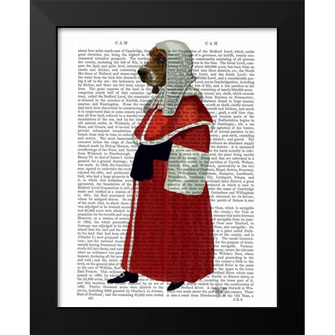 Basset Hound Judge Full Black Modern Wood Framed Art Print by Fab Funky