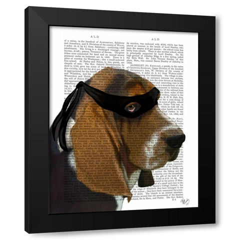 Basset Hound Ninja Black Modern Wood Framed Art Print by Fab Funky