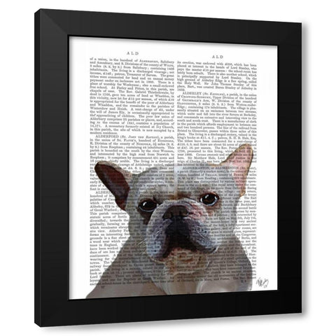 White French Bulldog Plain Black Modern Wood Framed Art Print by Fab Funky
