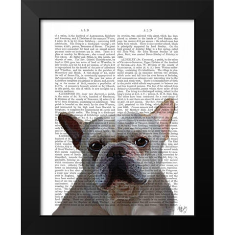 White French Bulldog Plain Black Modern Wood Framed Art Print by Fab Funky
