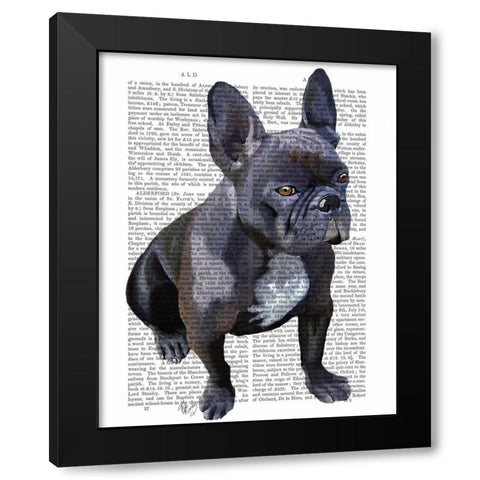 French Bulldog Plain Black Modern Wood Framed Art Print by Fab Funky