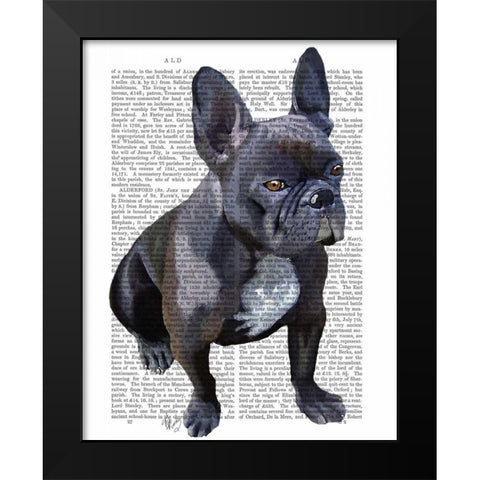 French Bulldog Plain Black Modern Wood Framed Art Print by Fab Funky