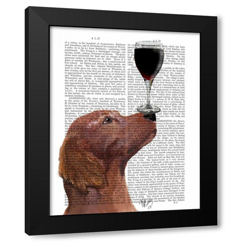 Red Setter Dog Au Vin Black Modern Wood Framed Art Print by Fab Funky