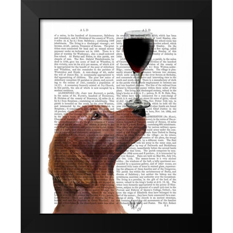 Red Setter Dog Au Vin Black Modern Wood Framed Art Print by Fab Funky