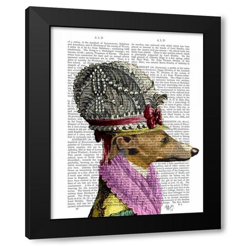 Greyhound in 16th Century Hat Black Modern Wood Framed Art Print with Double Matting by Fab Funky