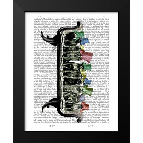 Dogs on Sofa Black Modern Wood Framed Art Print by Fab Funky