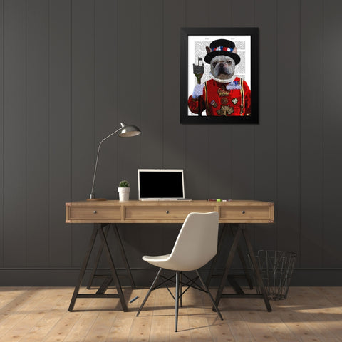 Bulldog Beefeater Black Modern Wood Framed Art Print by Fab Funky