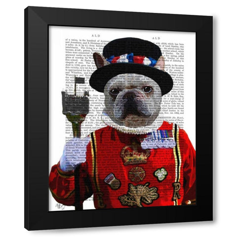 Bulldog Beefeater Black Modern Wood Framed Art Print by Fab Funky