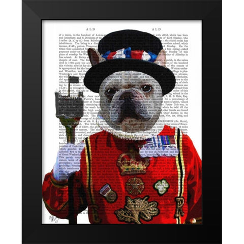 Bulldog Beefeater Black Modern Wood Framed Art Print by Fab Funky